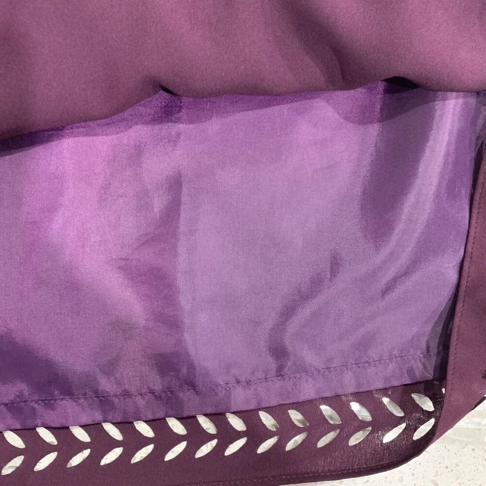 J. Crew Factory Size 0 Skirt Laser Cut Purple Plum Full Lined Drawstring Women's